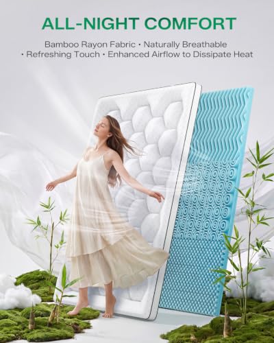 Full Size Dual Layer Memory Foam Mattress Topper - White, 4 Inch