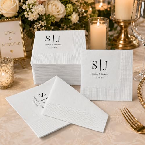 Personalized Wedding Cocktail Napkins - Color03 Custom Name & Pet Photo
