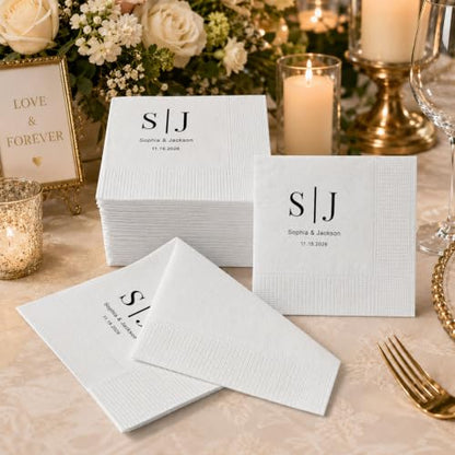 Personalized Wedding Cocktail Napkins - Color03 Custom Name & Pet Photo