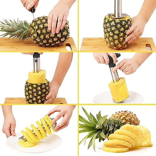 Pineapple Corer and Slicer with Triple Reinforced Stainless Steel with Thicker Blade - Easy-to-Use Pineapple Corer & Pineapple Cutter - Pineapple Slicer and Corer Tool for Easy Core Removal by Zulay