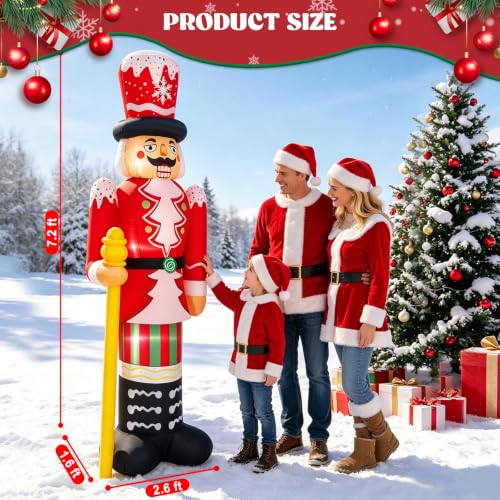 8FT Inflatable Christmas Nutcracker Decoration with LED Lights for Lawn Yard Holiday Festive