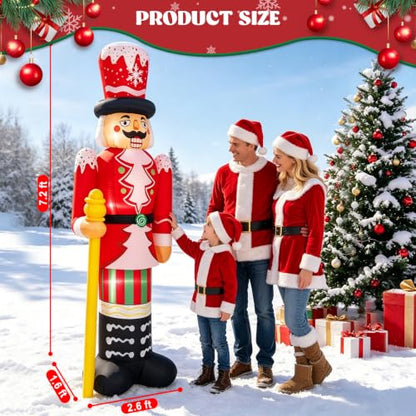 8FT Inflatable Christmas Nutcracker Decoration with LED Lights for Lawn Yard Holiday Festive
