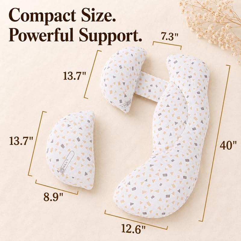 Pregnancy Body Pillow for Back Pain Relief - Beige Maternity Support Pillow