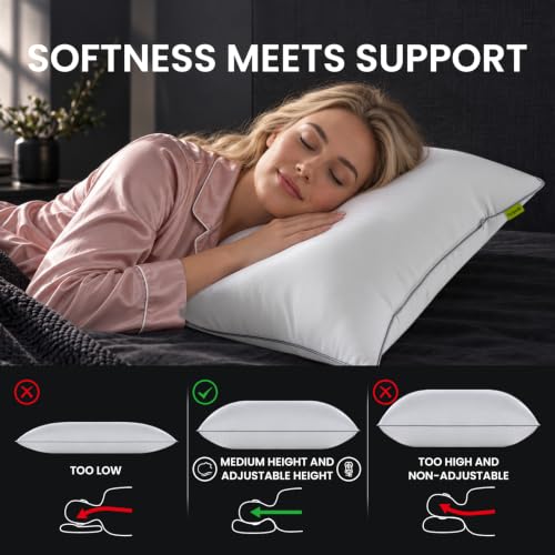 FP FLEXPEDIC Adjustable Loft Firm King Size Hotel Pillow Set of 4 White