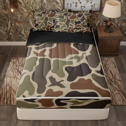 Duck Hunting Army Camo Twin Comforter Set with Zipper Bedding - Camo 48