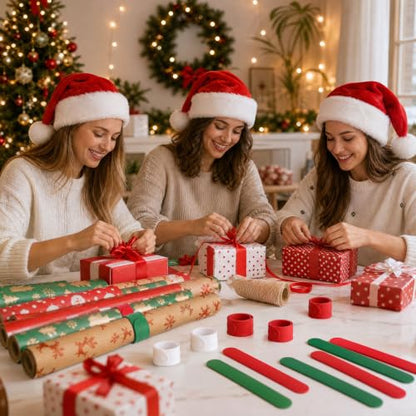 12-Pack Wrapping Paper Roll Holders Silicone Bands Holiday Organizer