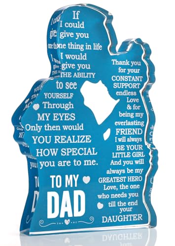 Dad Shadow Acrylic Desk Plaque Sign - Father's Day Gift from Daughter - Bonus, Stepdad, Best Dad Ever