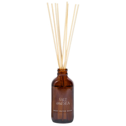 Sweet Water Decor Salt + Sea Amber Reed Diffuser Set | Sea Salt, Citrus, Musk, Amber Summer Scented Reed Diffusers for Home | Air Freshener | Aromatherapy | Housewarming Gift