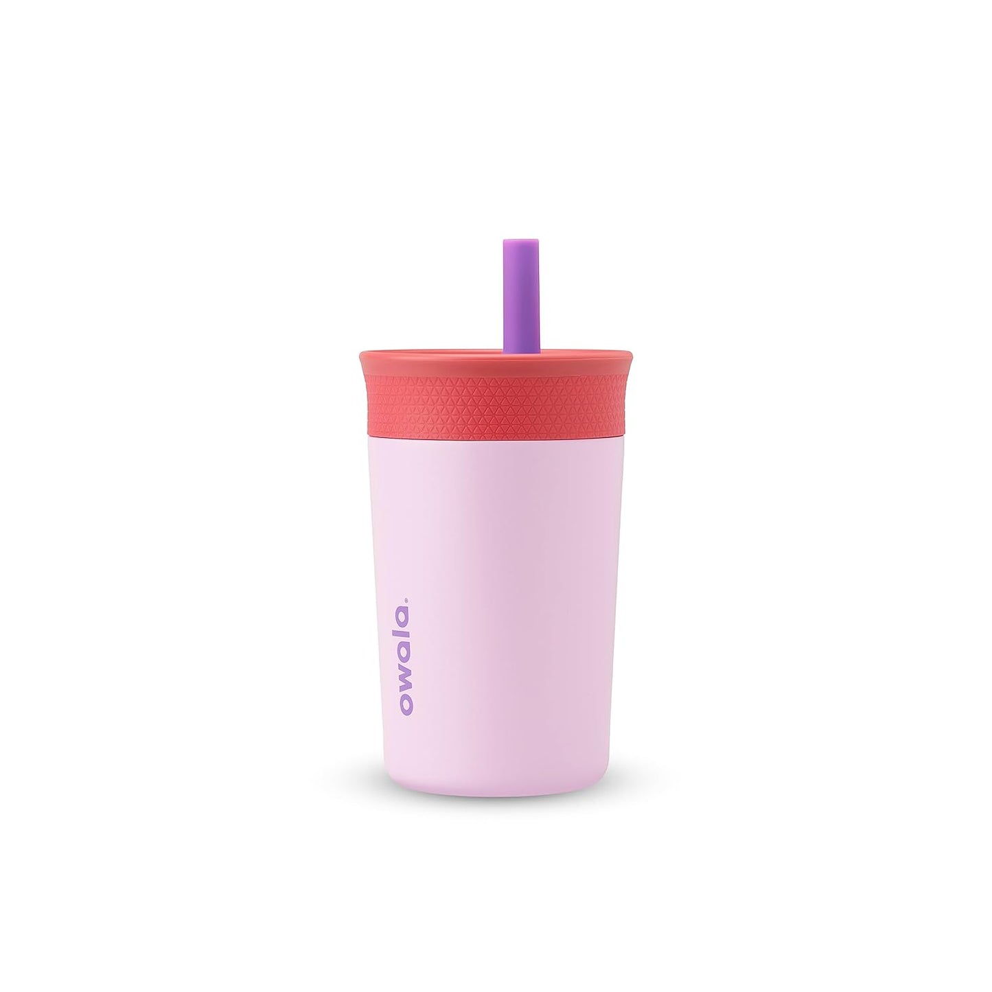 Owala Kids Tumbler - Insulated Stainless Steel Water Bottle with Spill-Resistant Straw | 12 Oz, Pink & Purple