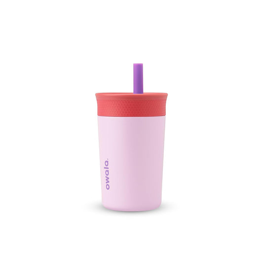 Owala Kids Tumbler - Insulated Stainless Steel Water Bottle with Spill-Resistant Straw | 12 Oz, Pink & Purple