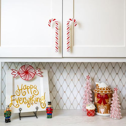 Large Candy Cane Handle Covers 8 Pack - Festive Holiday Cabinet Decor