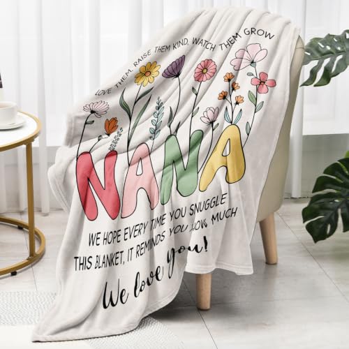 Nana Birthday Blanket - 50x60 Inch Warm Floral Throw for Grandma - Variation of Nana
