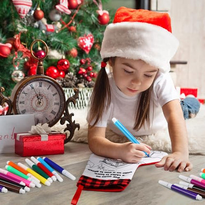 Religious Christmas Stockings DIY Craft Kit with Coloring Pens - 15 Pcs