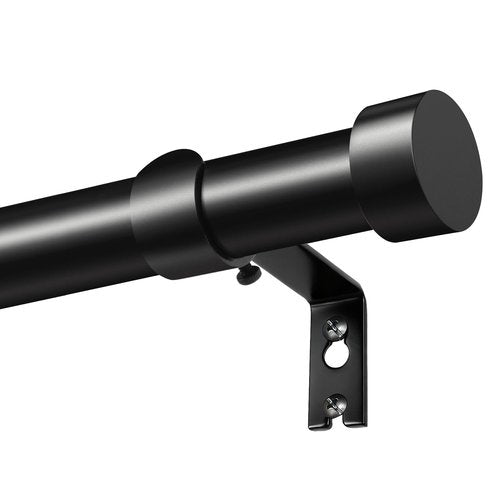 KAMANINA Black Curtain Rod 32 to 144 Inch (2.6-12 Feet), 1 Inch Heavy Duty Curtain Rods for Windows, Modern Adjustable Drapery Rods with End Cap (32"-144")
