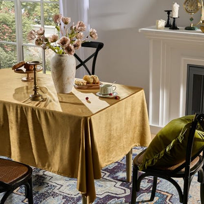 Gold Velvet Rectangle Tablecloth 102x60 Inches for Christmas & Holidays