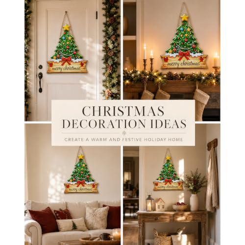 Christmas Decor Wooden Welcome Sign - White, Festive Holiday Home Accent