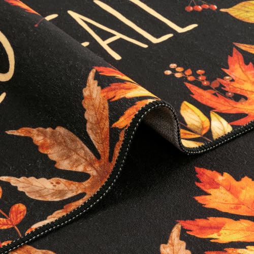 Hello Fall Maple Leaves Doormat 32x48 Inches - Seasonal Front Door Mat with Berries