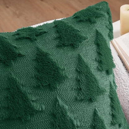 MIULEE Christmas Pillow Covers 12x20 Dark Green Set of 2 - Holiday Decor