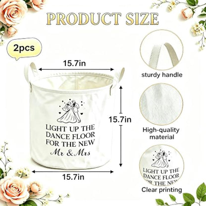 White Felt Wedding Baskets with Handles – Large Storage for Flowers, Favors & Party Decor (2 Pack)