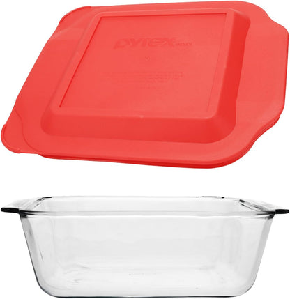 Pyrex 2qt Glass Baking Dish with Red Food Storage Lid - Durable & Made in USA