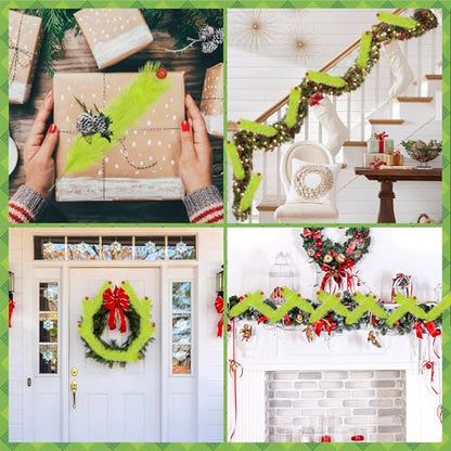 12 Pack Lime Green Christmas Tree Picks with Red Glitter Balls - Holiday Tree Decorations