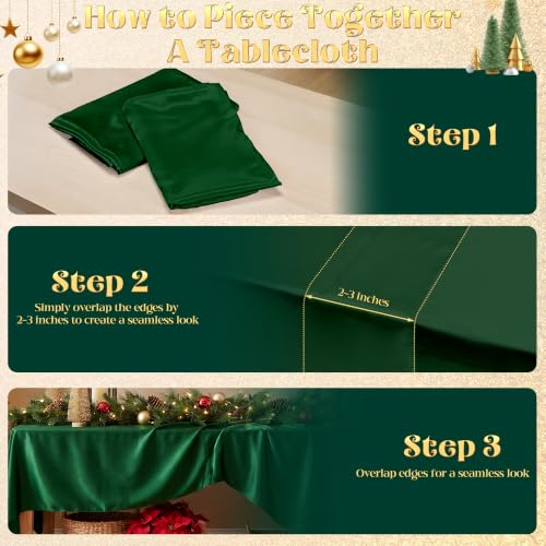 Dark Green Satin Tablecloth 58 x 102 Inch - 8 Pack Seamless Design - Variation of THIS listing