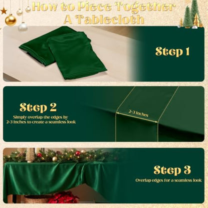 Dark Green Satin Tablecloth 58 x 102 Inch - 8 Pack Seamless Design - Variation of THIS listing