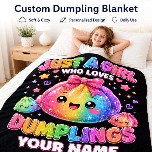 Black Personalized Cozy Dumpling Blanket for Girls & Kids