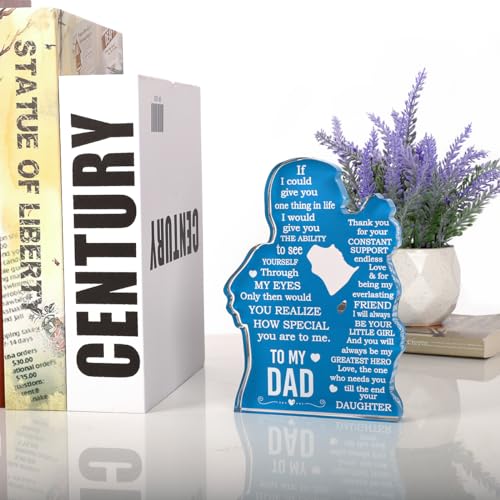 Dad Shadow Acrylic Desk Plaque Sign - Father's Day Gift from Daughter - Bonus, Stepdad, Best Dad Ever