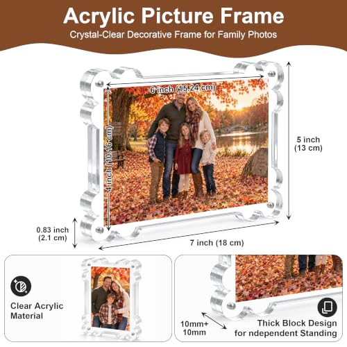 4x6 Acrylic Picture Frame 3 Pack - Magnetic Double-Sided Scalloped Display - Variation of THIS listing