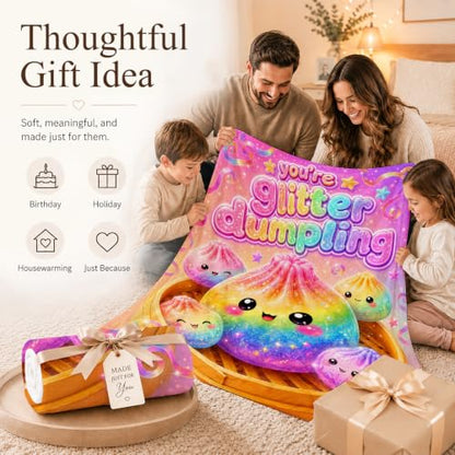 Kids Girl Pink Yellow Dumpling Flannel Throw Blanket 40x50 Inches - Crib Variation