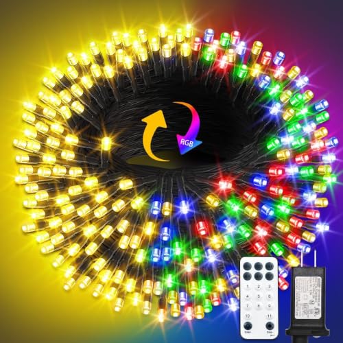 300 LED Outdoor String Lights 100FT Warm White with Remote & Timer, Waterproof Fairy Lights for Patio & Xmas