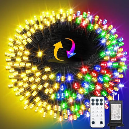 300 LED Outdoor String Lights 100FT Warm White with Remote & Timer, Waterproof Fairy Lights for Patio & Xmas