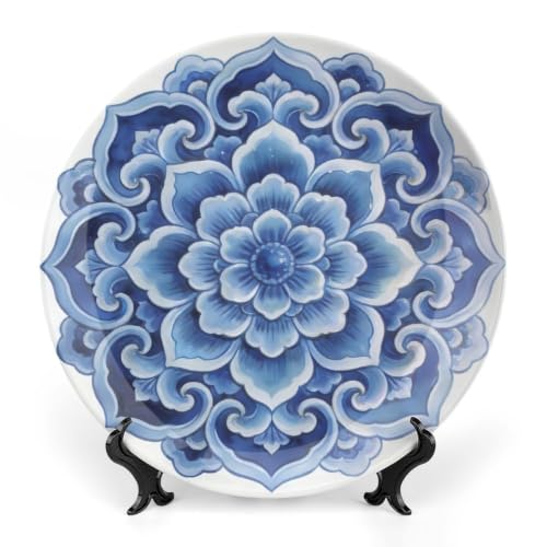 Vintage Blue-White Bone China Display Plate 10 Inch - Style 2