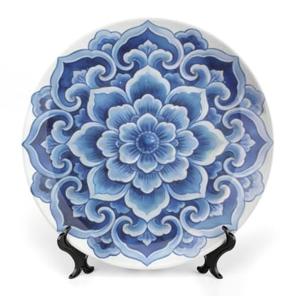 Vintage Blue-White Bone China Display Plate 10 Inch - Style 2