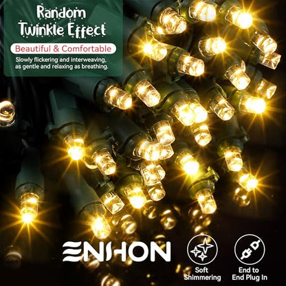3 Pack Warm White Twinkling Christmas String Lights - 35Ft, Slow Flicker, Indoor Outdoor