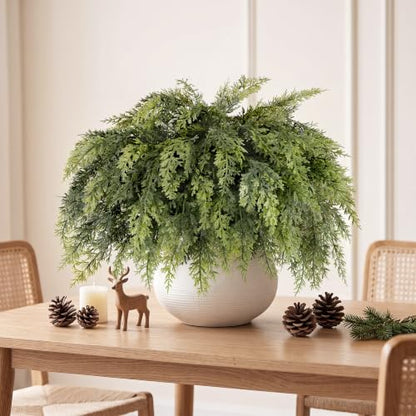 12 Pcs Artificial Cedar Stems - 18 Inch Holiday Greenery for Christmas Decor - Real Touch
