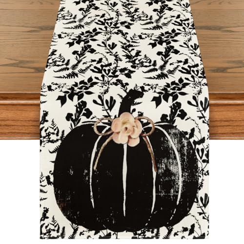 210 GSM Fall Table Runner 13x108 Inch Black Polyester for Home & Party Decor