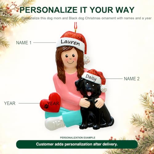 Black Girl and Dog Christmas Ornament - Personalized Dog Lover Gift