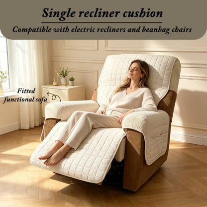 Non-Slip Recliner Cover with Pockets for 22-inch Coffee Recliners - Washable