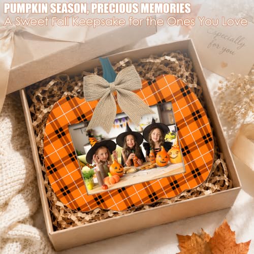 Rustic Fall Pumpkin Wooden Photo Frame for 4x6 Photos, Thanksgiving & Halloween Decor