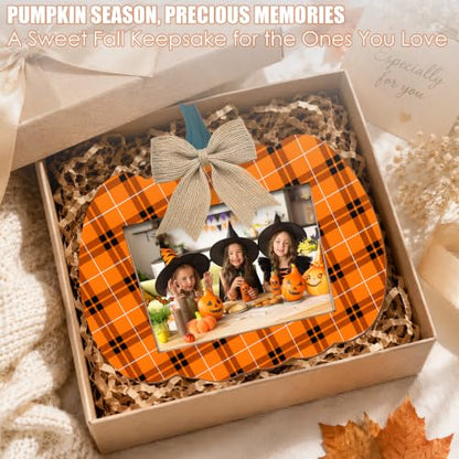 Rustic Fall Pumpkin Wooden Photo Frame for 4x6 Photos, Thanksgiving & Halloween Decor