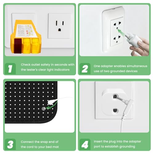 Grounding Mattress Pad 54x78 Inches - Conductive PU Leather Earth Connection Sheet with Outlet Tester & Cord