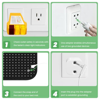 Grounding Mattress Pad 54x78 Inches - Conductive PU Leather Earth Connection Sheet with Outlet Tester & Cord