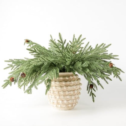 Christmas Pine Stems Faux Pine Branches with Cones - Green & Brown 6PCS, 22.4"