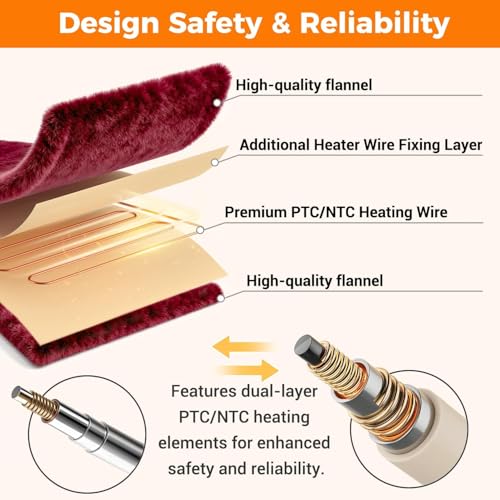 Electric Heated Blanket Throw 50x60 Inches with 5 Heat Levels & Auto Shut Off