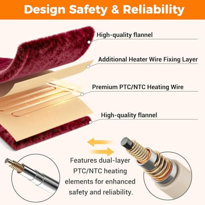 Electric Heated Blanket Throw 50x60 Inches with 5 Heat Levels & Auto Shut Off