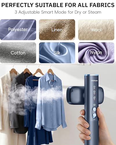 OGHom Steamer for Clothes, 110-240V Travel Steamer & Iron 2 in 1, 1000W Powerful Steam, Portable Handheld Garment Wrinkle Remover, 30s Fast Heat-Up with Dry& 2-Steam Control, for Global & Europe-Black
