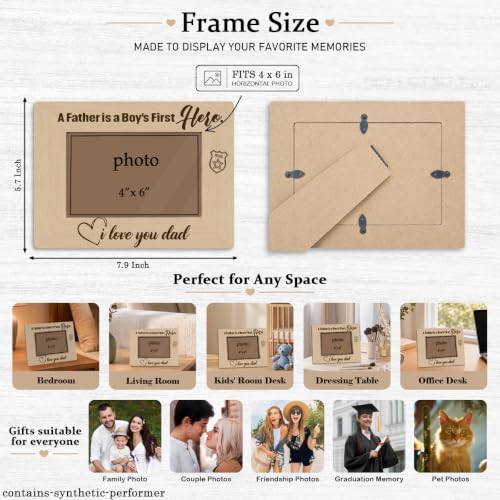 Father Pop Pop Picture Frame for 4x6 Photos Rustic Wooden Keepsake - Father03