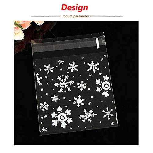 Christmas Snowflake Candy Bags 100PCS Self-Adhesive Treat Bags for Gifts